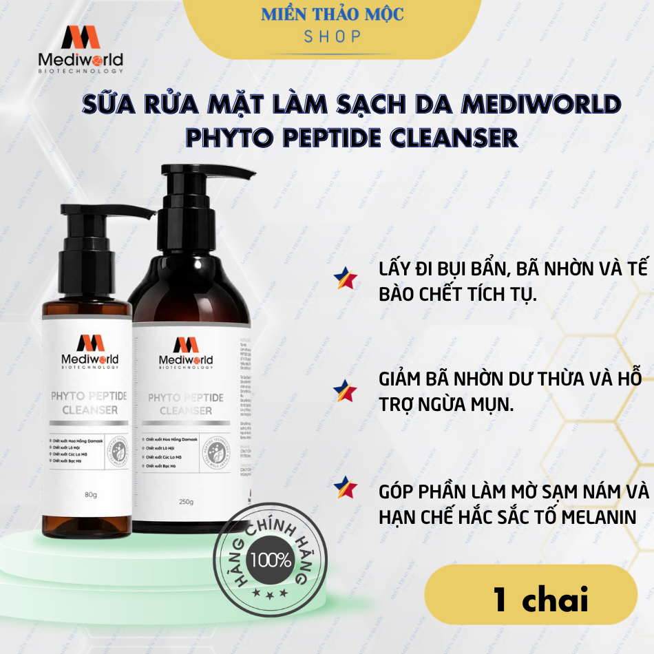 Sữa rửa mặt làm sạch dưỡng da mịn màng Mediworld Phyto Peptide Cleanser