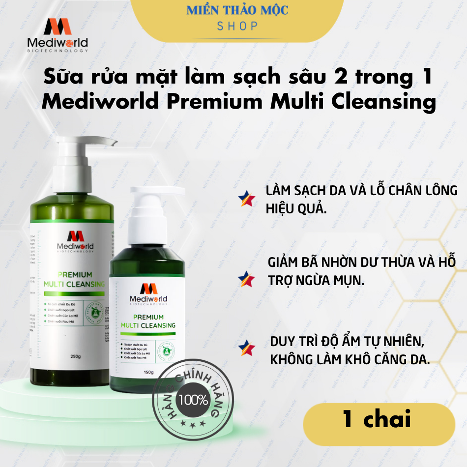Sữa rửa mặt làm sạch sâu 2 trong 1 Mediworld Premium Multi Cleansing