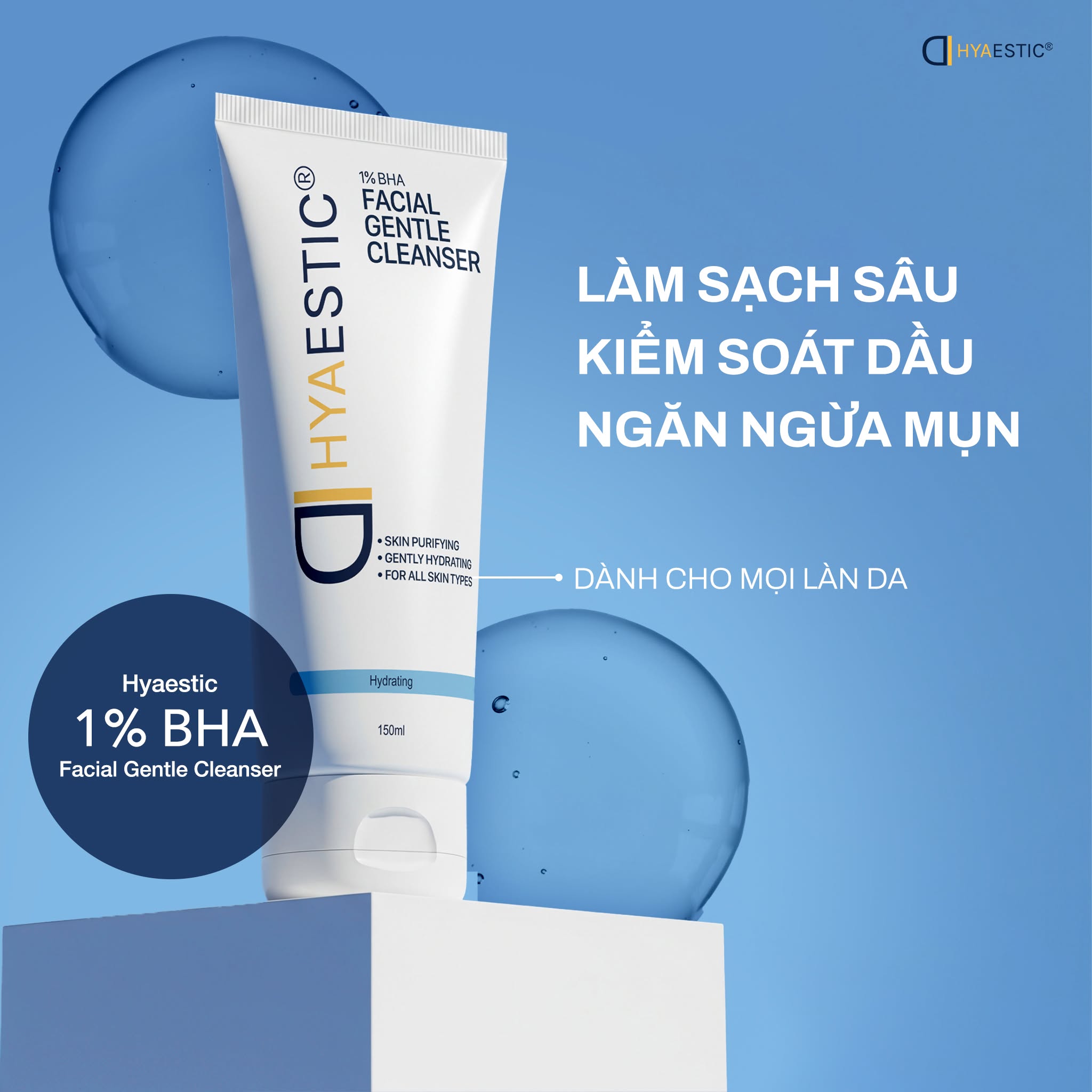 Sữa rửa mặt làm sạch sâu Hyaestic 1% BHA Facial Gentle Cleanser