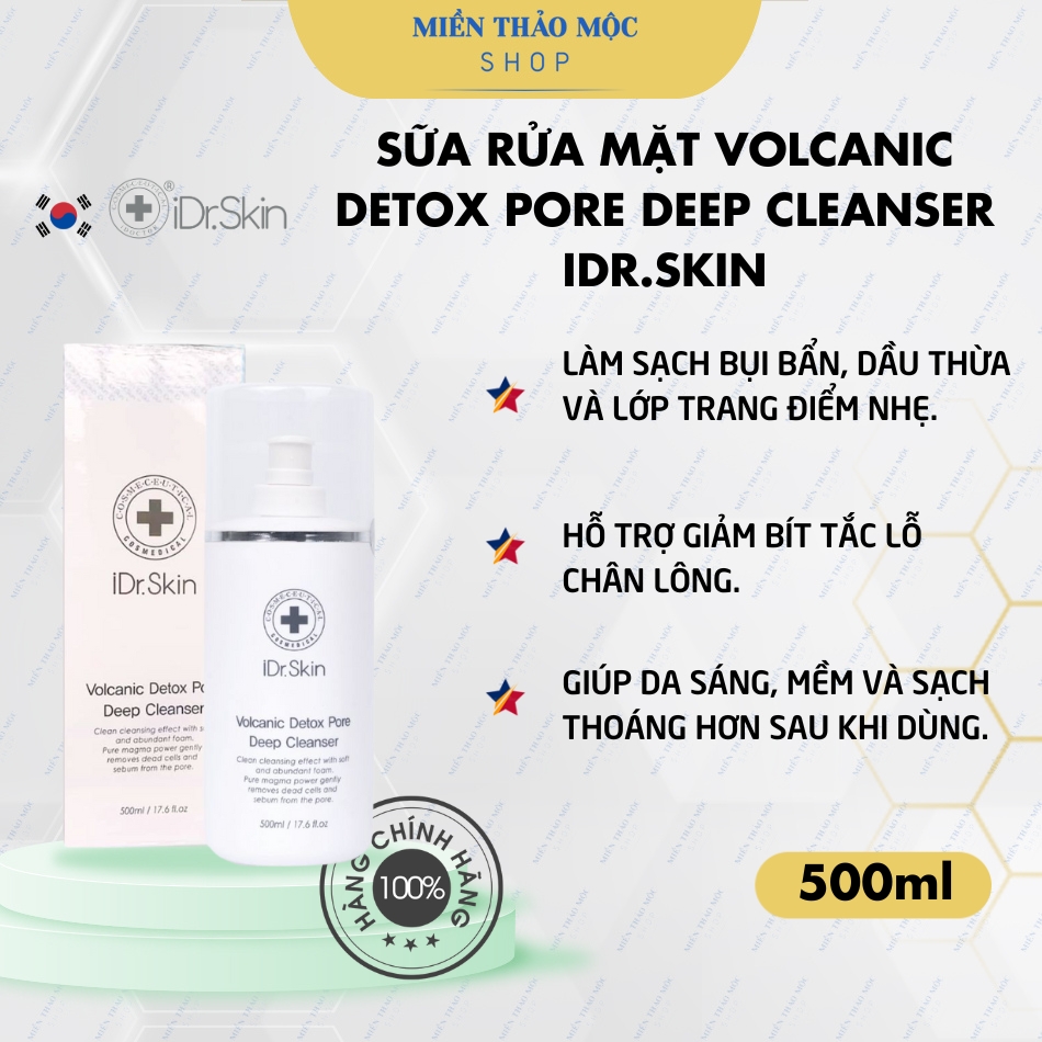 Sữa rửa mặt phù hợp cho da thường, da dầu, da khô iDr.Skin Volcanic Detox Pore Deep Cleanser
