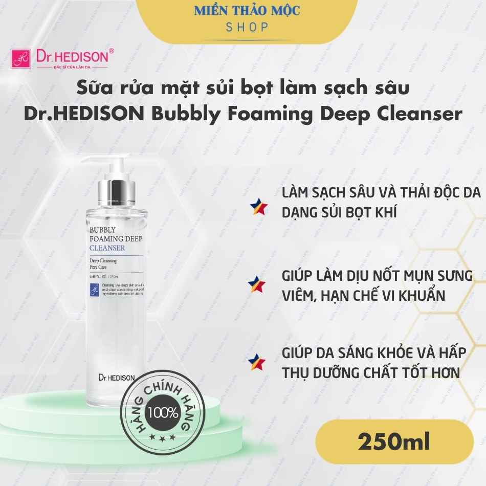 Sữa rửa mặt sủi bọt làm sạch sâu Dr.HEDISON Bubbly Foaming Deep Cleanser