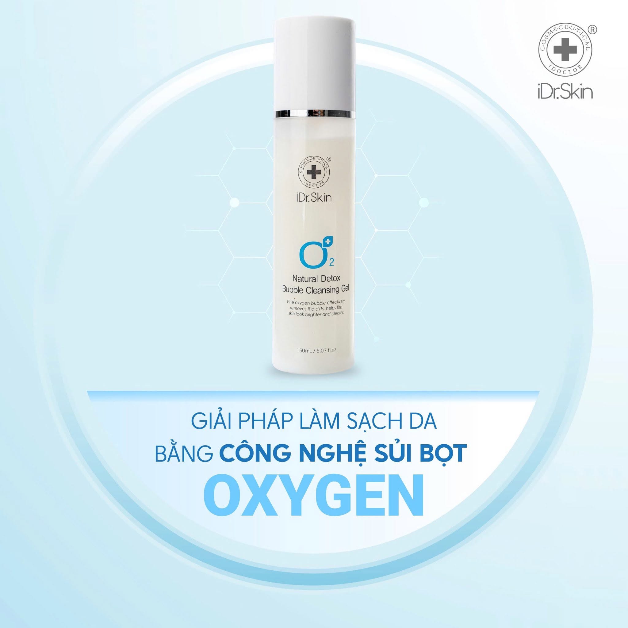 Sữa rửa mặt tự tạo bọt IDr. Skin O2 Natural Detox Bubble Cleansing Gel iDr.Skin