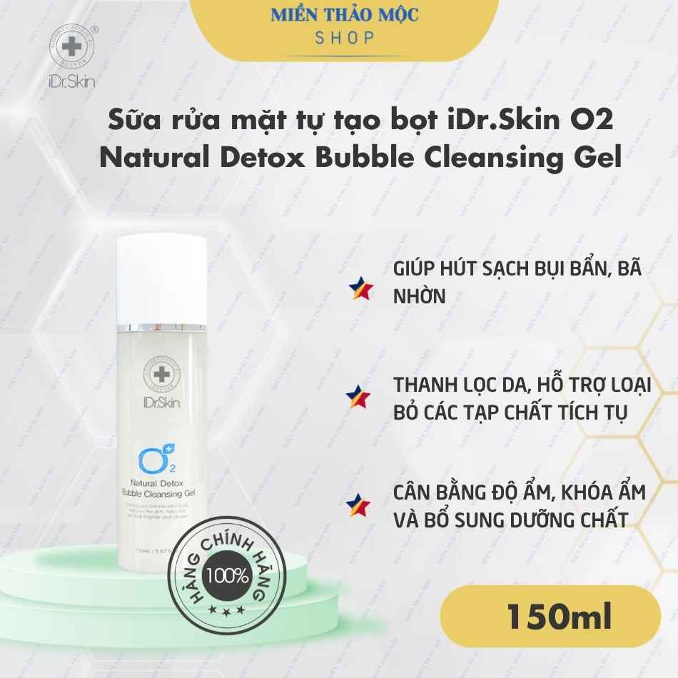Sữa rửa mặt tự tạo bọt iDr.Skin O2 Natural Detox Bubble Cleansing Gel