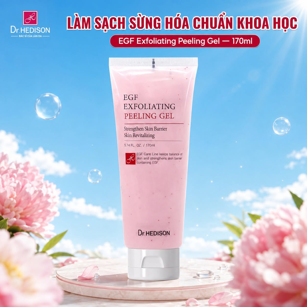 Gel tẩy tế bào chết hỗ trợ làm mịn và chăm sóc da Dr.HEDISON EGF Exfoliating Peeling Gel