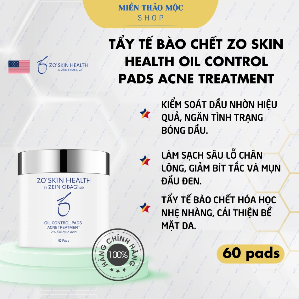 Tẩy tế bào chết Zo Skin Health Oil Control Pads Acne Treatment