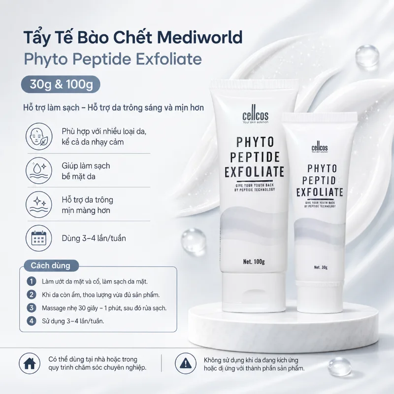 Tẩy tế bào hỗ trợ làm sáng sạch da Mediworld Phyto Peptide Exfoliate