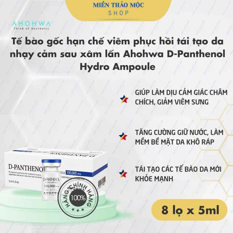 Tế bào gốc hạn chế viêm phục hồi tái tạo da nhạy cảm sau xâm lấn Ahohwa D-Panthenol Hydro Ampoule