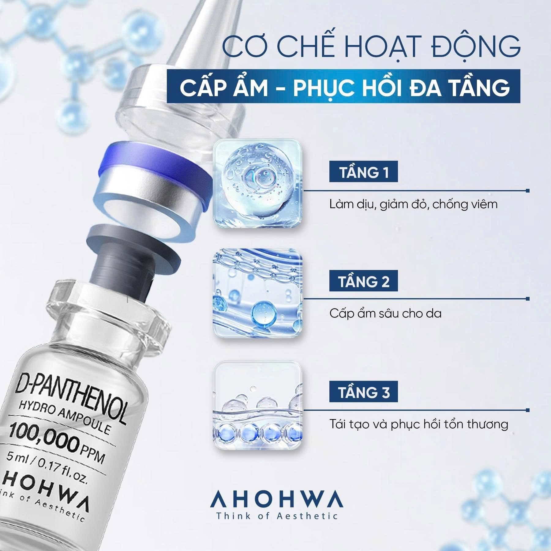 Tế bào gốc hạn chế viêm phục hồi tái tạo da nhạy cảm sau xâm lấn Ahohwa D-Panthenol Hydro Ampoule