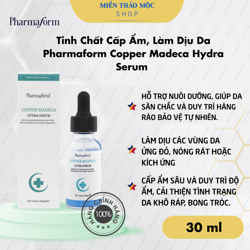 Tinh Chất Cấp Ẩm, Làm Dịu Da Pharmaform Copper Madeca Hydra Serum 30ml