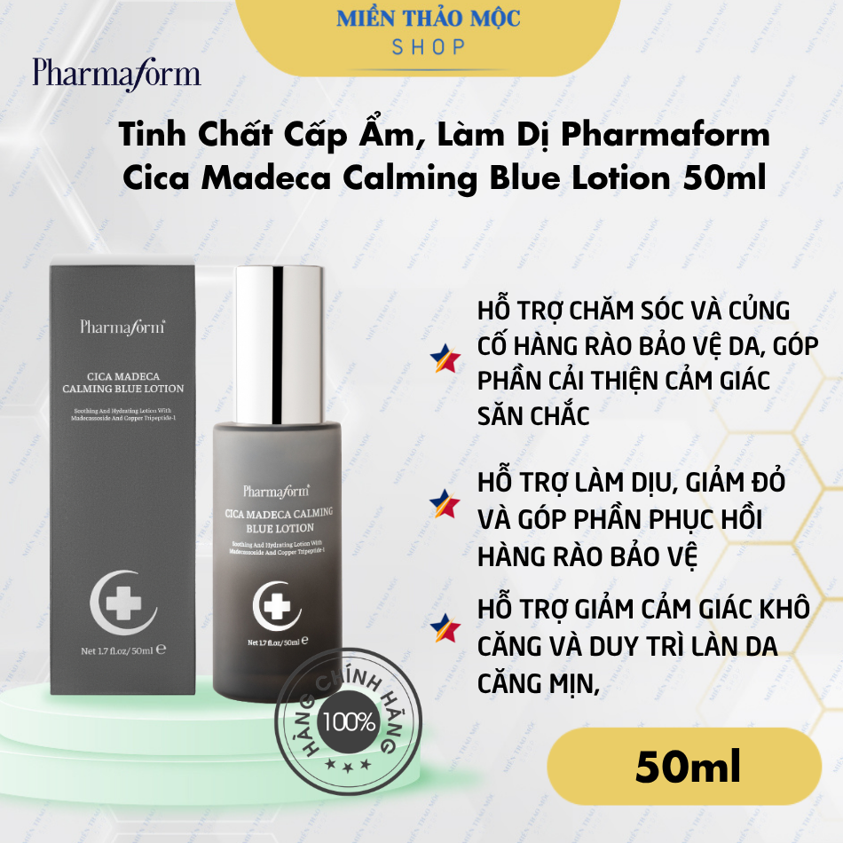 Tinh Chất Cấp Ẩm, Làm Dịu Và Hỗ Trợ Củng Cố Hàng Rào Bảo Vệ Da Pharmaform Cica Madeca Calming Blue Lotion 50ml