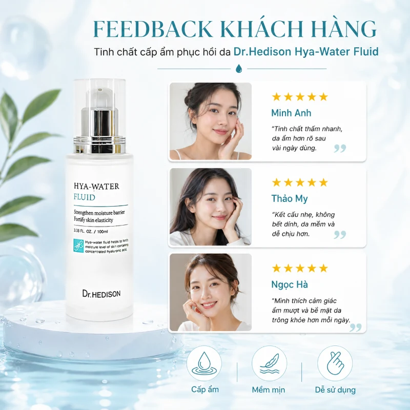 Tinh Chất Cấp Ẩm Phục Hồi Da Dr.Hedison Hya-Water Fluid 50ml