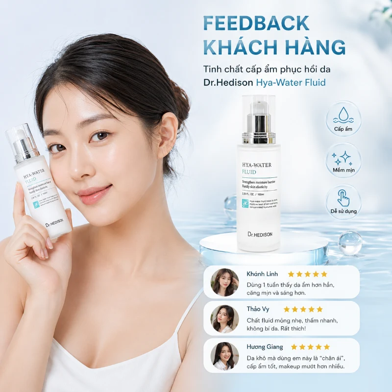 Tinh Chất Cấp Ẩm Phục Hồi Da Dr.Hedison Hya-Water Fluid 50ml