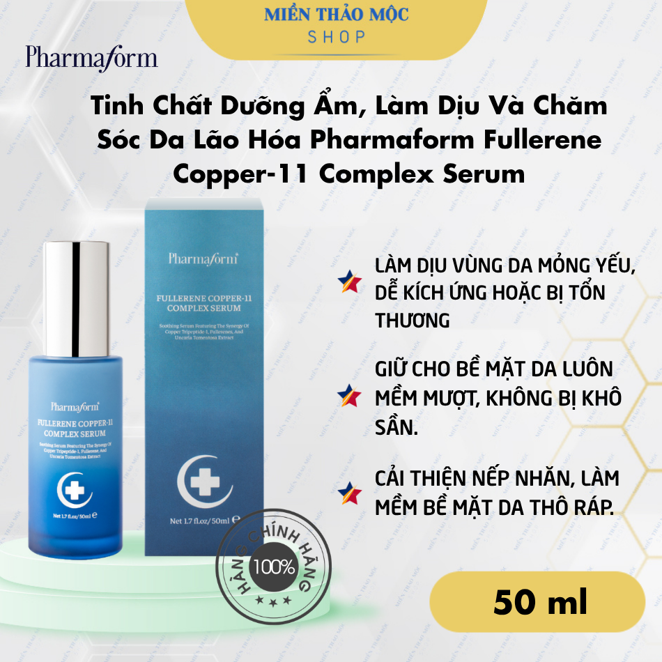 Tinh Chất Dưỡng Ẩm, Làm Dịu Và Chăm Sóc Da Lão Hóa Pharmaform Fullerene Copper-11 Complex Serum