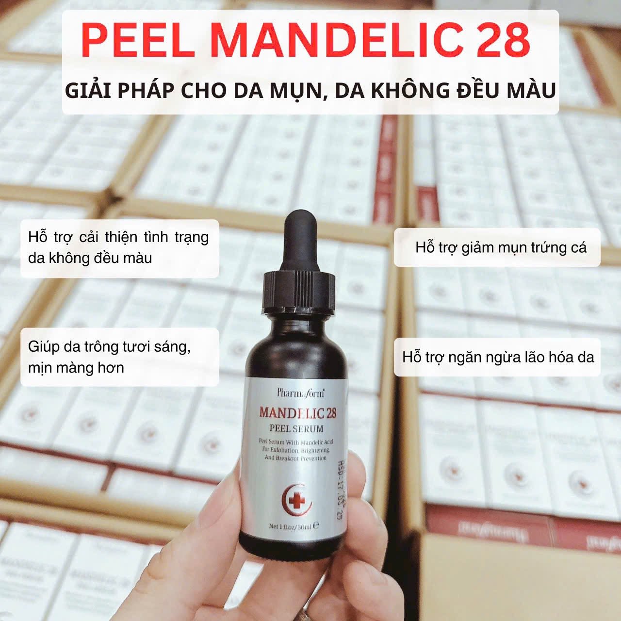 Tinh Chất Peel Hỗ Trợ Làm Sạch Lỗ Chân Lông, Mịn Da Và Đều Màu Pharmaform Mandelic 28 Peel Serum 28% Mandelic Acid