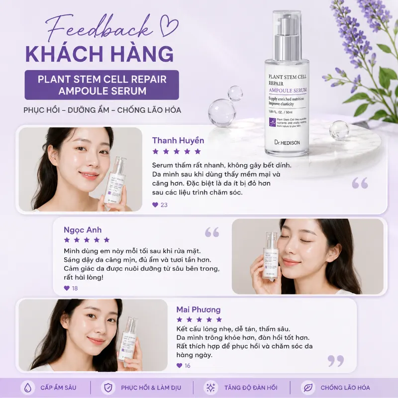 Tinh Chất Tế Bào Gốc Thực Vật Phục Hồi Da, Tăng Cường Hàng Rào Bảo Vệ Plant Stem Cell Repair Ampoule Serum Dr.Hedison