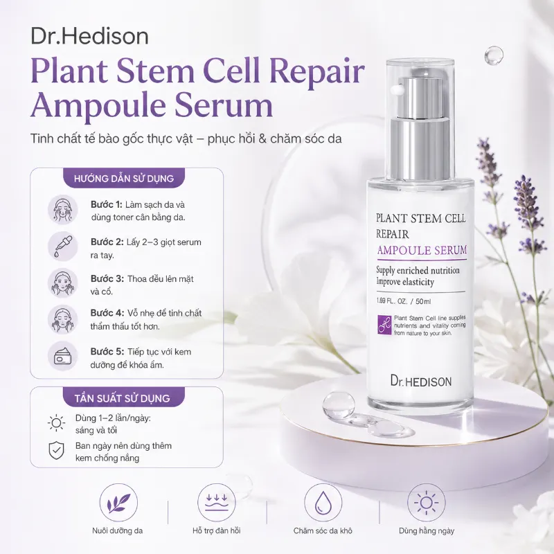 Tinh Chất Tế Bào Gốc Thực Vật Phục Hồi Da, Tăng Cường Hàng Rào Bảo Vệ Plant Stem Cell Repair Ampoule Serum Dr.Hedison