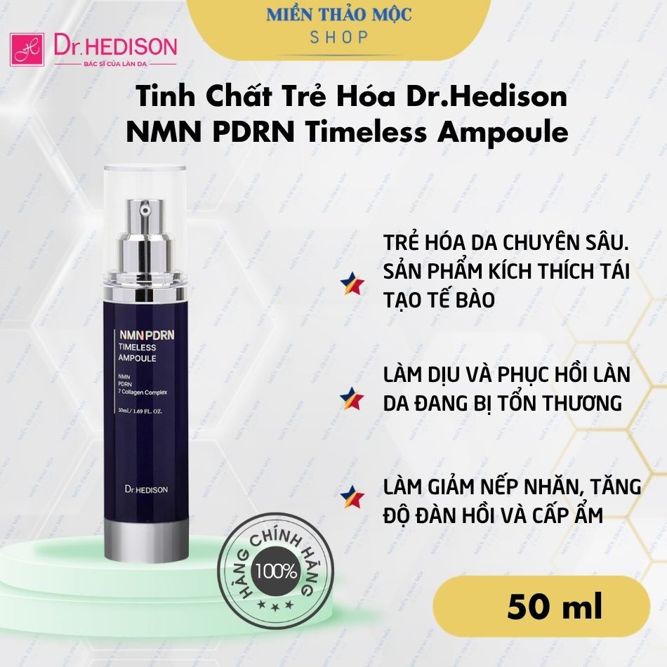 Tinh Chất Trẻ Hóa Dr.Hedison NMN PDRN Timeless Ampoule 50ml | Phục Hồi, Săn Chắc & Giảm Nếp Nhăn