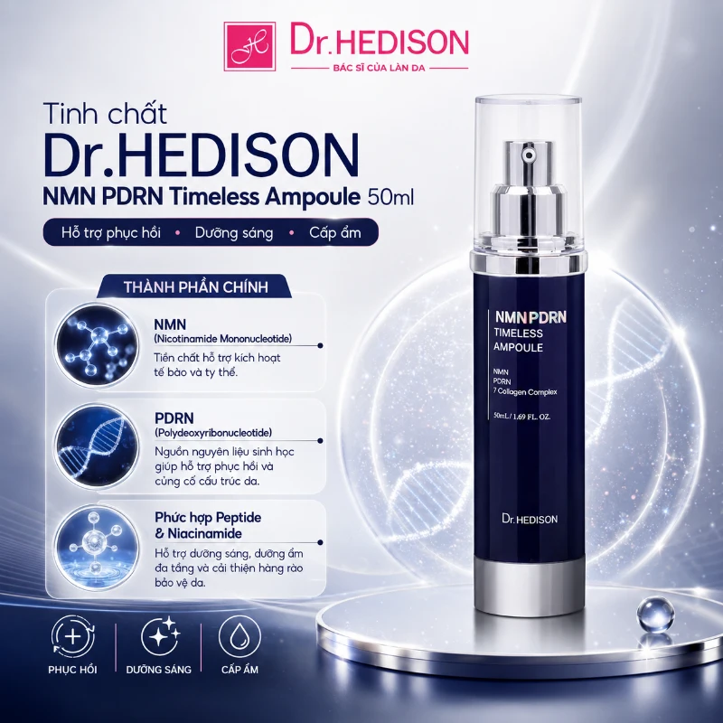 Tinh Chất Trẻ Hóa Dr.Hedison NMN PDRN Timeless Ampoule 50ml | Phục Hồi, Săn Chắc & Giảm Nếp Nhăn
