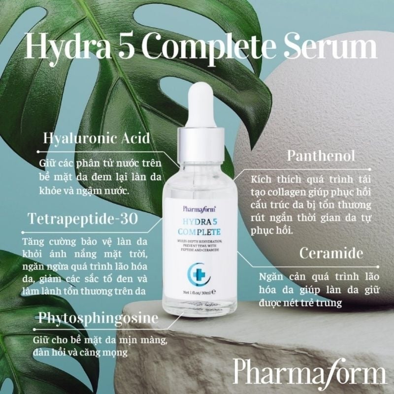 Tinh chất dưỡng ẩm hỗ trợ phục hồi da Pharmaform Hydra 5 Complete Serum 30ml