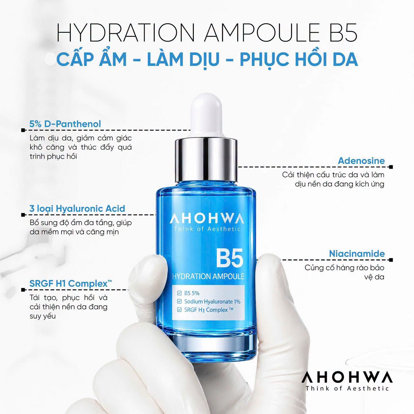 Tinh chất ampoule B5 cấp ẩm phục hồi da Ahohwa Hydration Ampoule B5