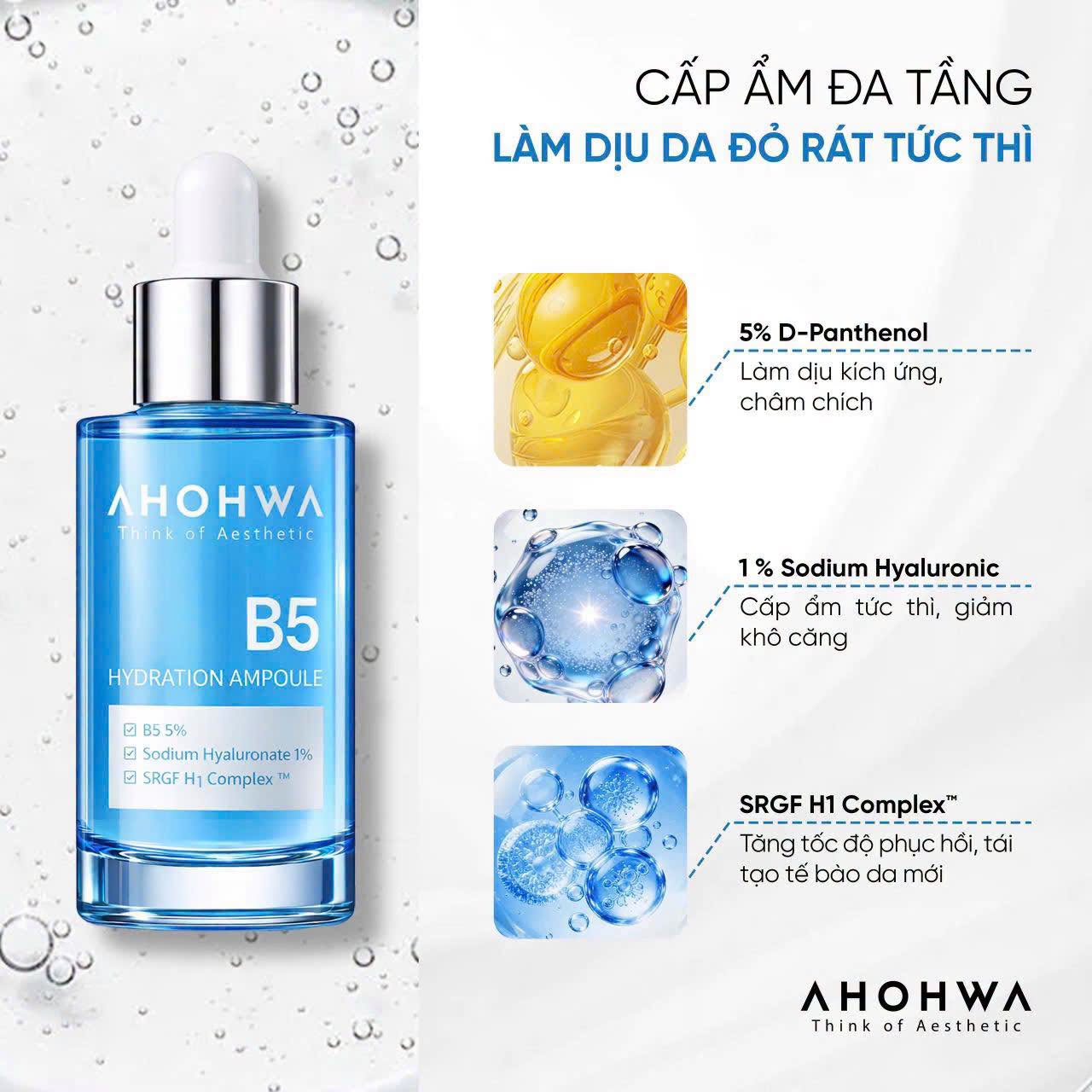 Tinh chất ampoule B5 cấp ẩm phục hồi da Ahohwa Hydration Ampoule B5