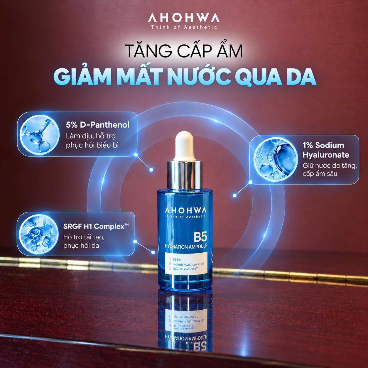 Tinh chất ampoule B5 cấp ẩm phục hồi da Ahohwa Hydration Ampoule B5