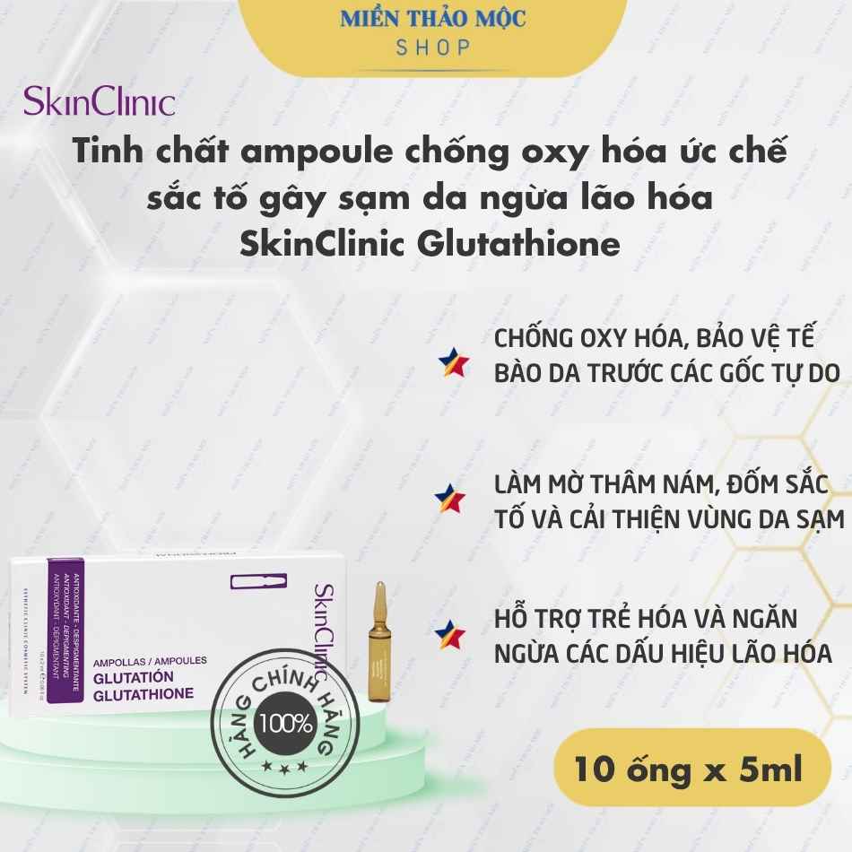 Tinh chất ampoule chống oxy hóa ức chế sắc tố gây sạm da ngừa lão hóa SkinClinic Glutathione