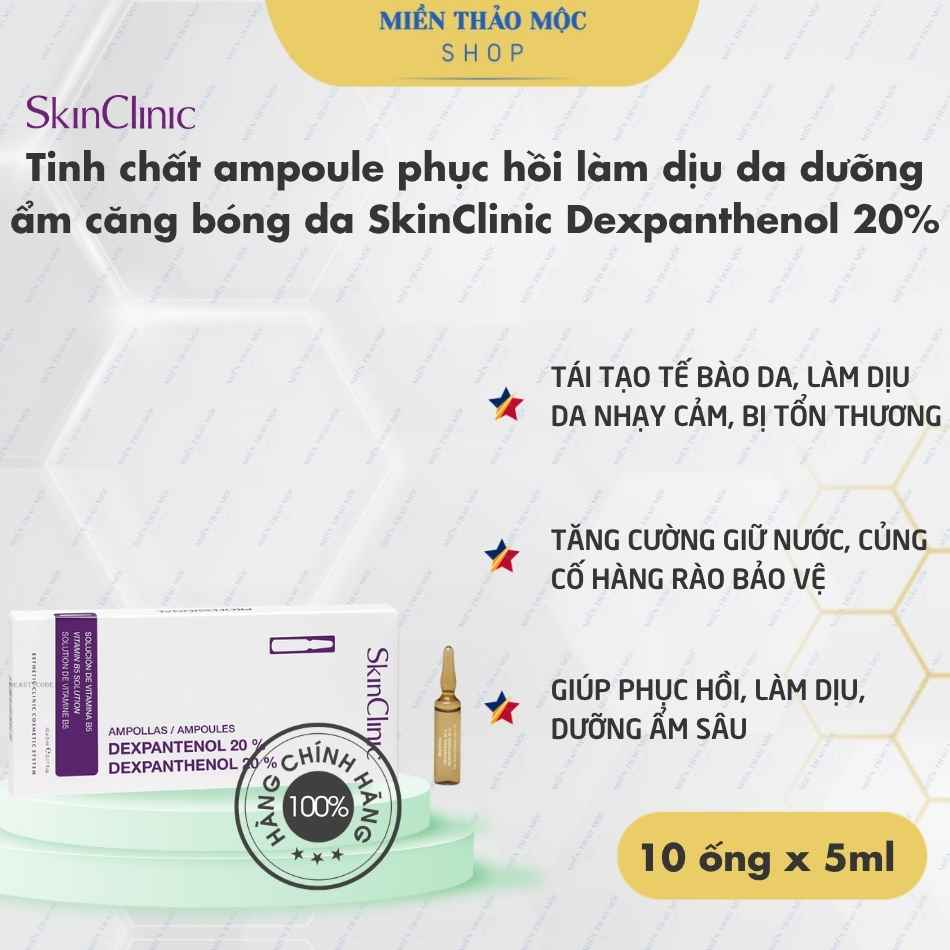 Tinh chất ampoule phục hồi làm dịu da dưỡng ẩm căng bóng da SkinClinic Dexpanthenol 20%