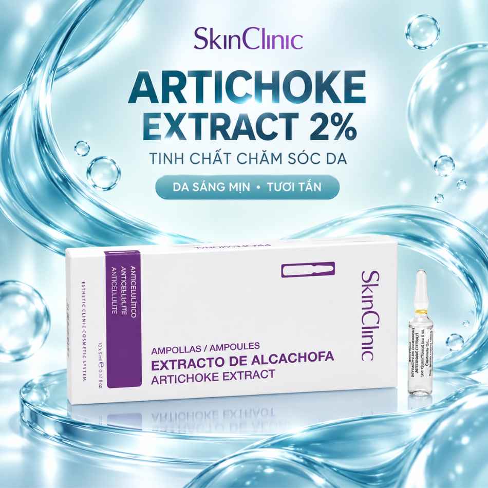 Tinh chất ampoule tăng tuần hoàn hệ bạch huyết cải thiện tổng thể các vấn đề da SkinClinic Artichoke Extract 2%