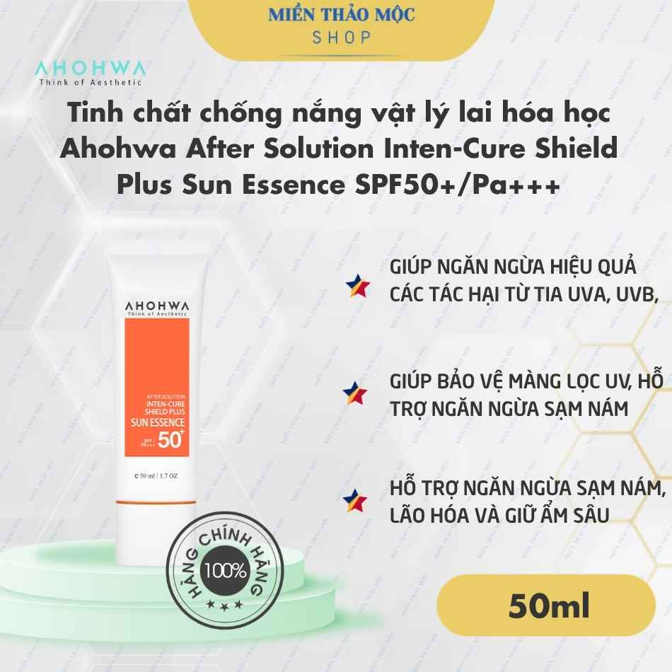 Tinh chất chống nắng vật lý lai hóa học Ahohwa After Solution Inten-Cure Shield Plus Sun Essence SPF50+/Pa+++