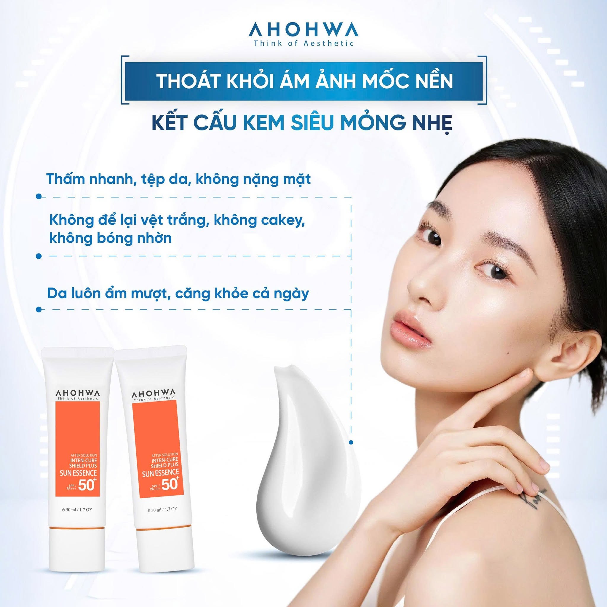 Tinh chất chống nắng vật lý lai hóa học Ahohwa After Solution Inten-Cure Shield Plus Sun Essence SPF50+/Pa+++