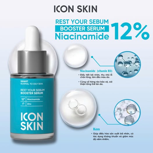 Tinh chất chuyên sâu cho da dầu và mụn Icon Skin Rest Your Sebum Booster Serum 12% Niacinamide