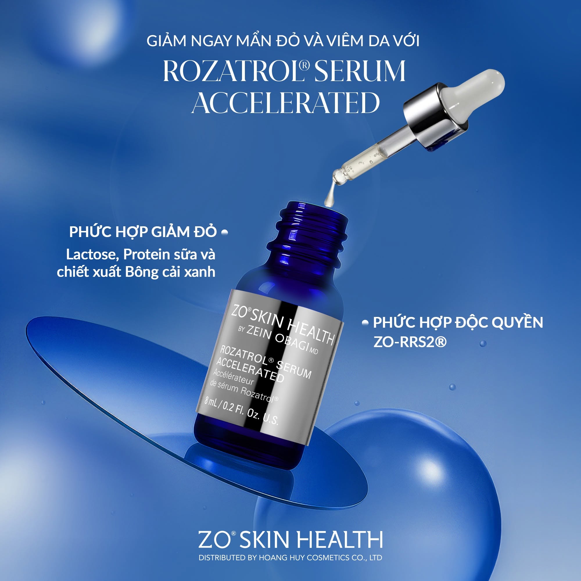 Tinh chất điều trị da đỏ nhạy cảm ZO Rozatrol Serum Accelerated (6 lọ/hộp)