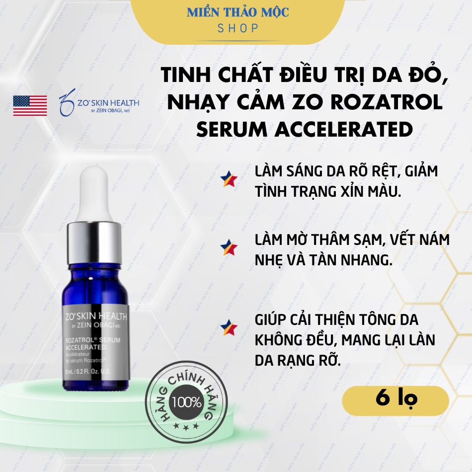 Tinh chất điều trị da đỏ nhạy cảm ZO Rozatrol Serum Accelerated (6 lọ/hộp)