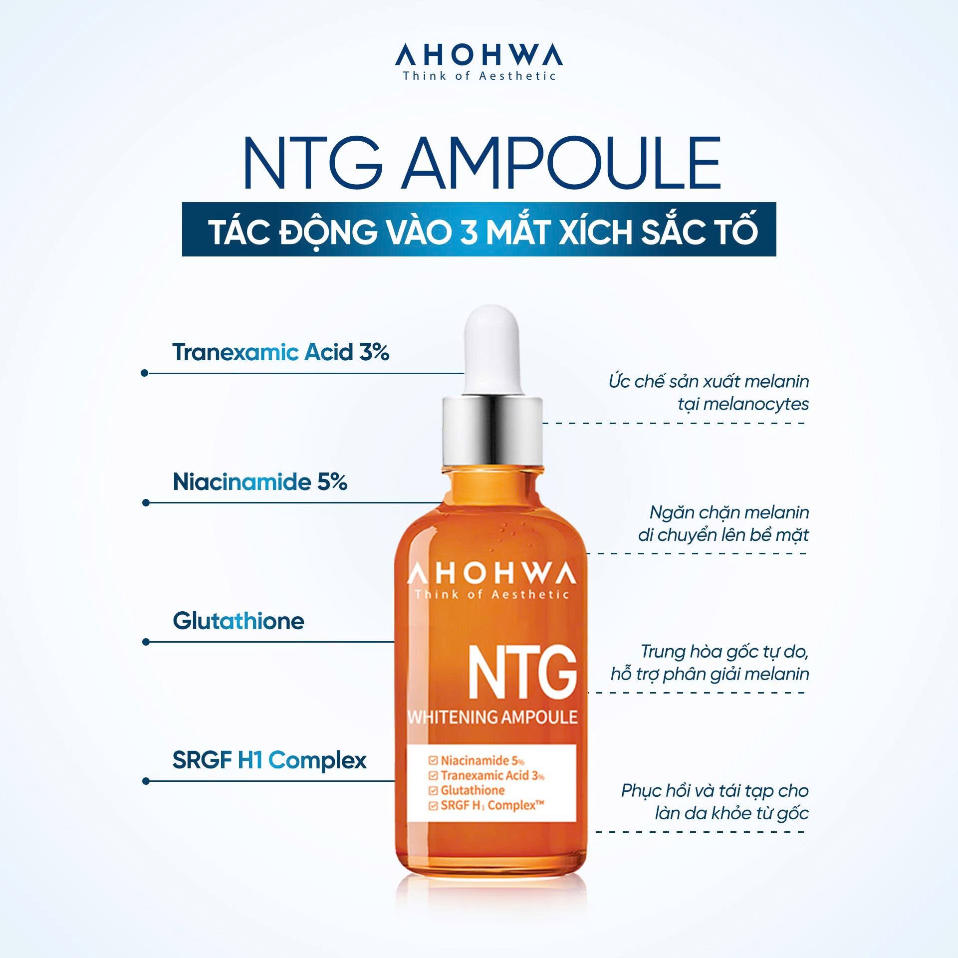 Tinh chất giảm nám đỏ dưỡng trắng kiểm soát tăng sắc tố Ahohwa Whitening Ampoule NTG