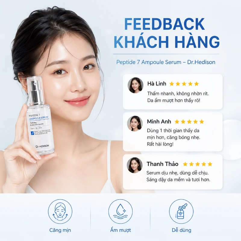 Tinh Chất Giảm Nếp Nhăn Peptide 7 Ampoule Serum Dr.HEDISON 50ml-250ml | Tăng Sinh Collagen & Trẻ Hóa Da
