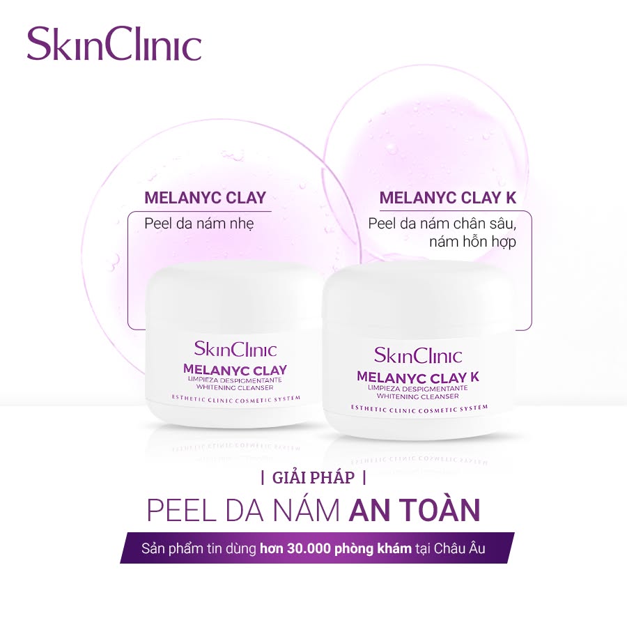 Tinh chất peel bong tróc chuyên cho da lão hóa tối màu nám nhẹ SkinClinic Melanyc Clay