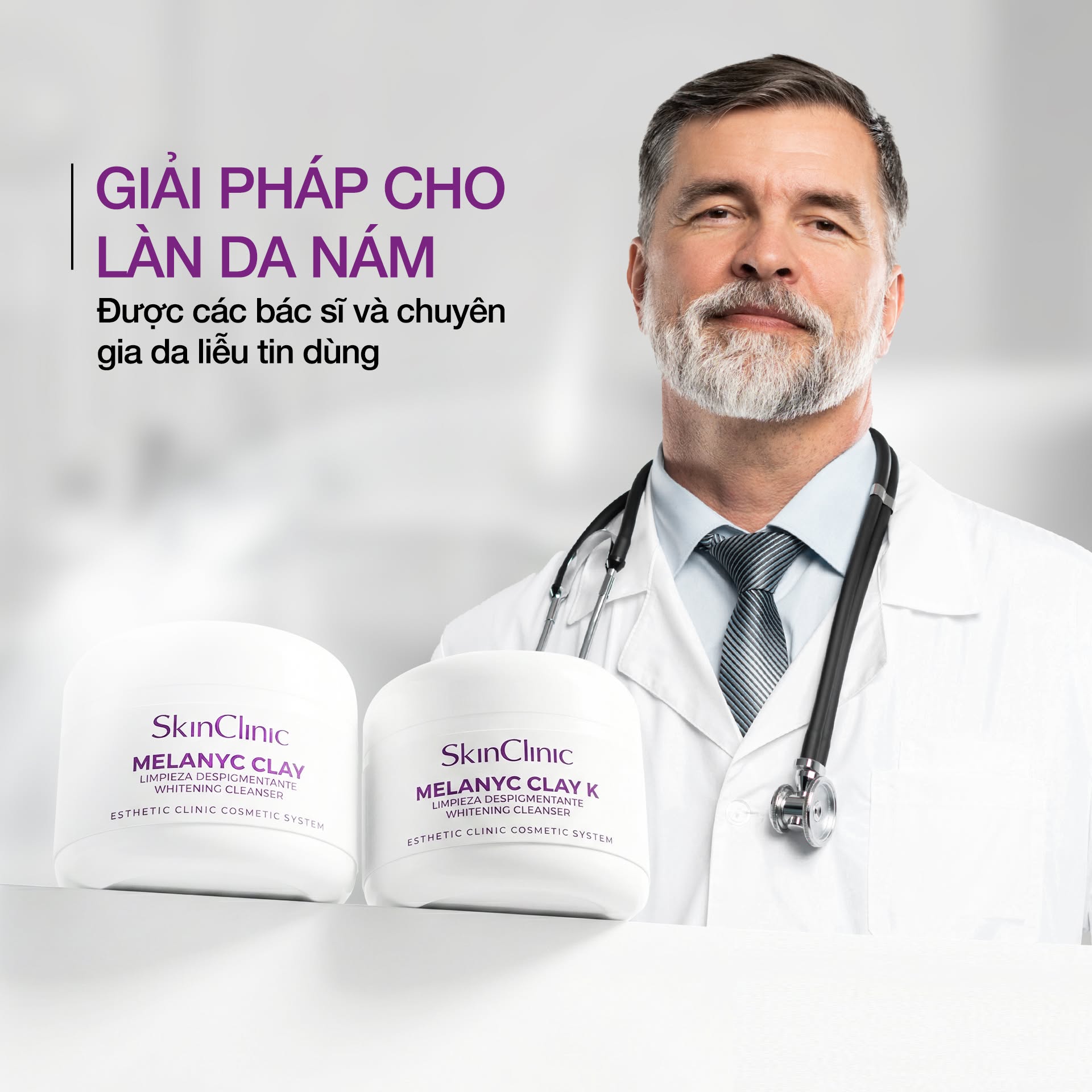 Tinh chất peel bong tróc chuyên cho da nám đậm nám chân lâu năm nám mảng do dùng kem trộn SkinClinic Melanyc Clay K