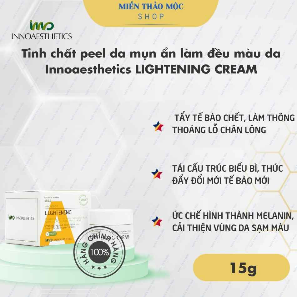 Tinh chất peel da mụn ẩn làm đều màu da Innoaesthetics LIGHTENING CREAM (nguyên hộp)