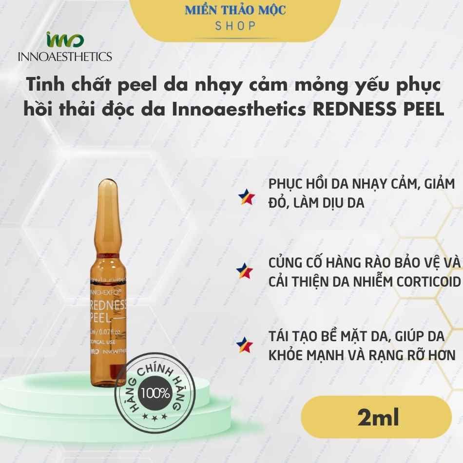 Tinh chất peel da nhạy cảm mỏng yếu phục hồi thải độc da Innoaesthetics REDNESS PEEL (tách lẻ)