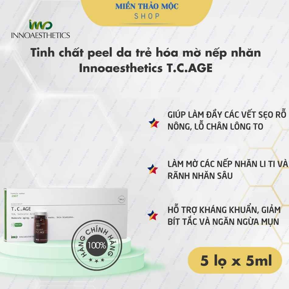 Tinh chất peel da trẻ hóa mờ nếp nhăn Innoaesthetics T.C.AGE (nguyên hộp)