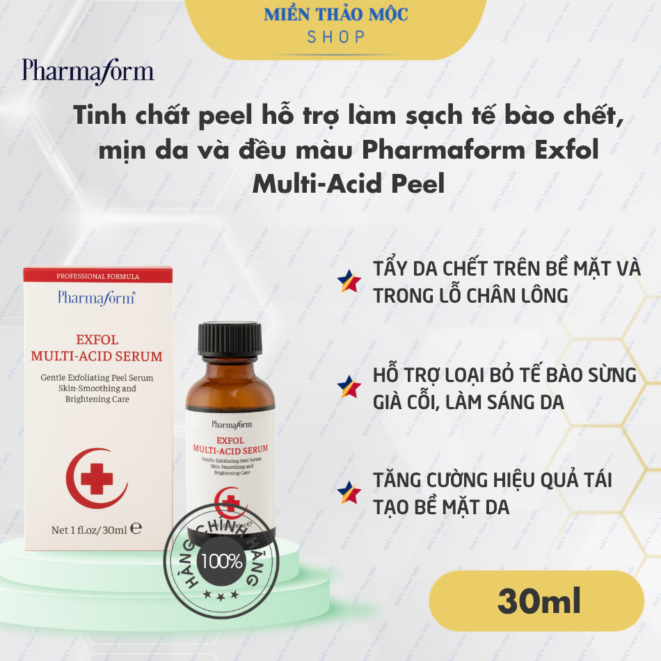 Tinh chất peel hỗ trợ làm sạch tế bào chết, mịn da và đều màu Pharmaform Exfol Multi-Acid Peel