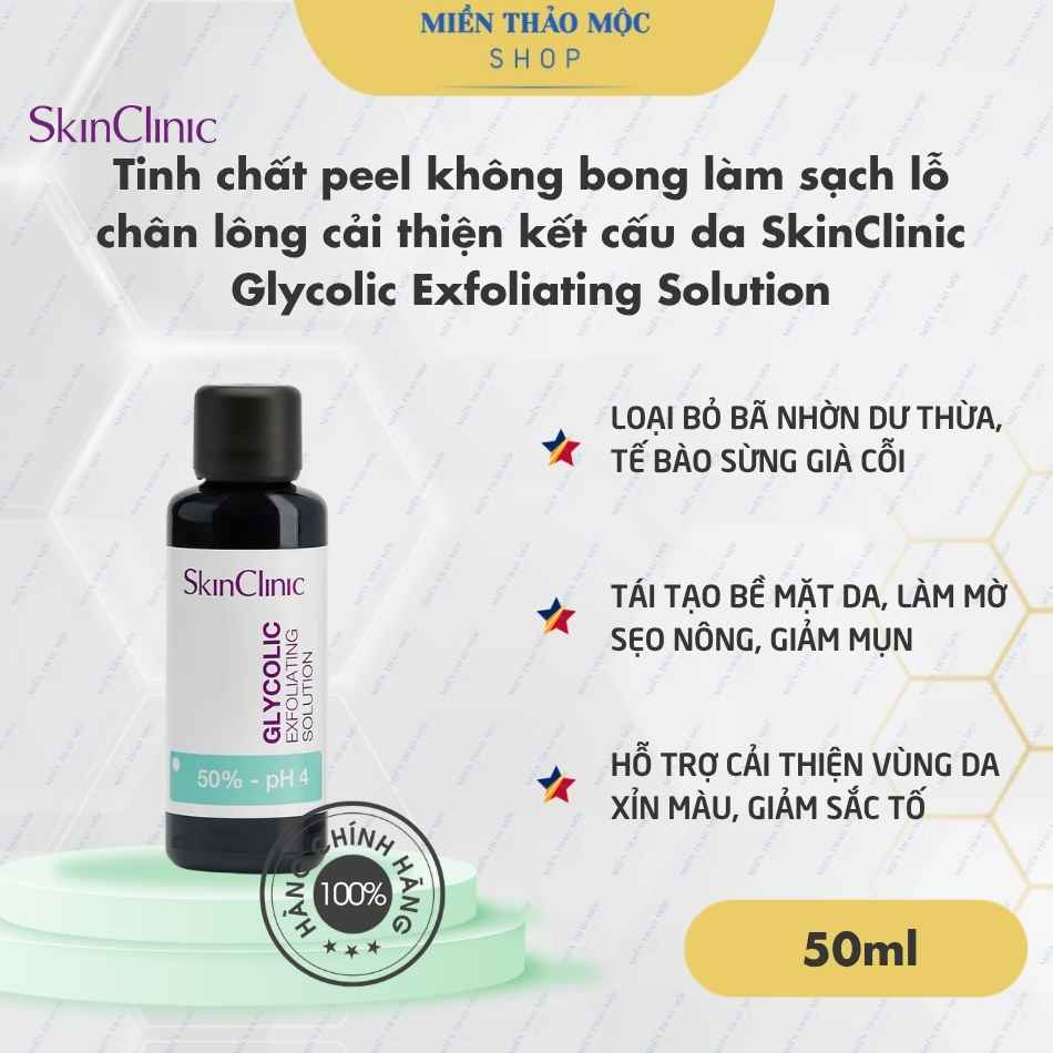 Tinh chất peel không bong làm sạch lỗ chân lông cải thiện kết cấu da SkinClinic Glycolic Exfoliating Solution