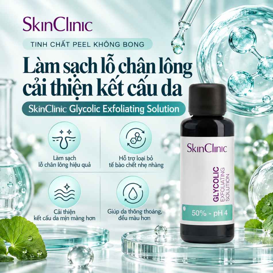 Tinh chất peel không bong làm sạch lỗ chân lông cải thiện kết cấu da SkinClinic Glycolic Exfoliating Solution