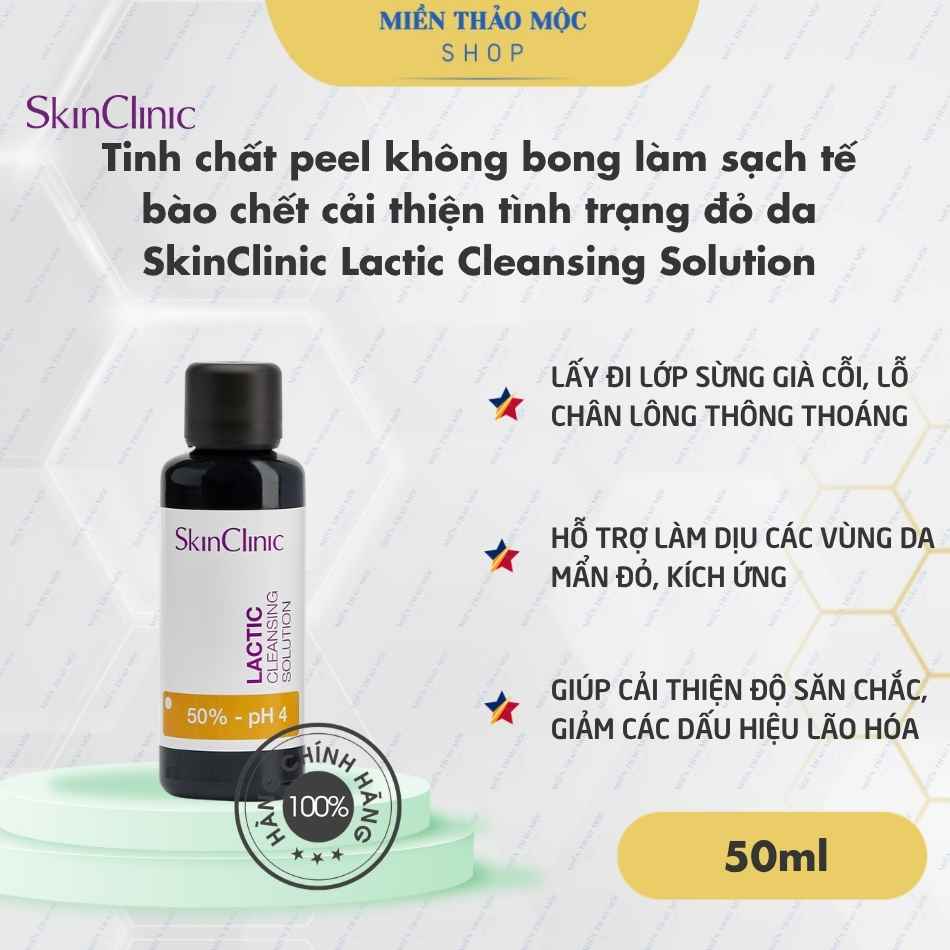Tinh chất peel không bong làm sạch tế bào chết cải thiện tình trạng đỏ da SkinClinic Lactic Cleansing Solution