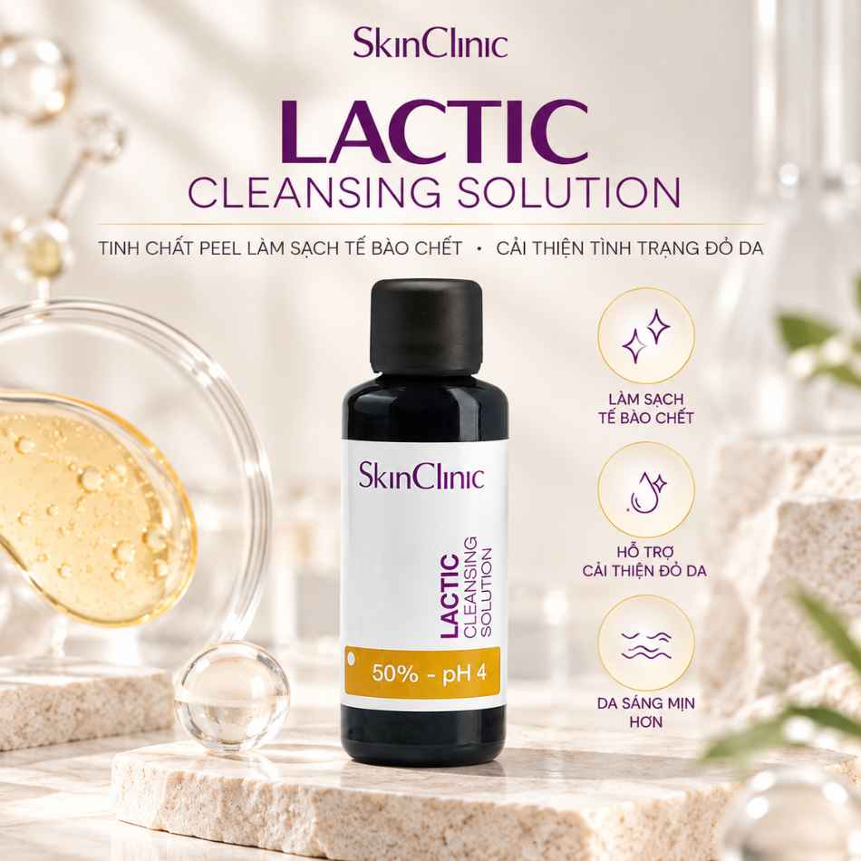 Tinh chất peel không bong làm sạch tế bào chết cải thiện tình trạng đỏ da SkinClinic Lactic Cleansing Solution