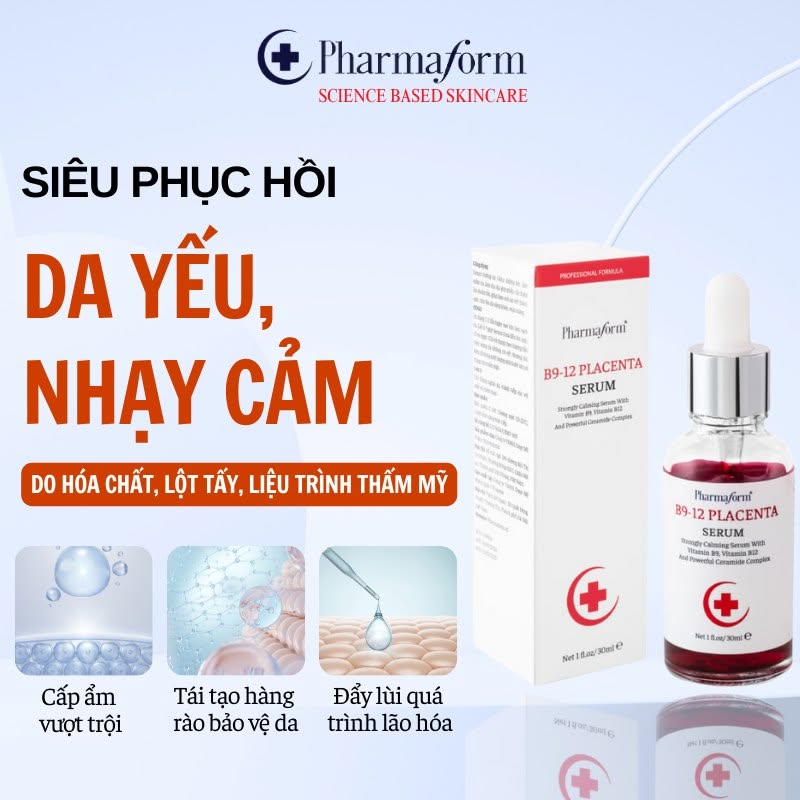 Tinh chất phục hồi da nhạy cảm tổn thương Pharmaform B9-12 Placenta Serum