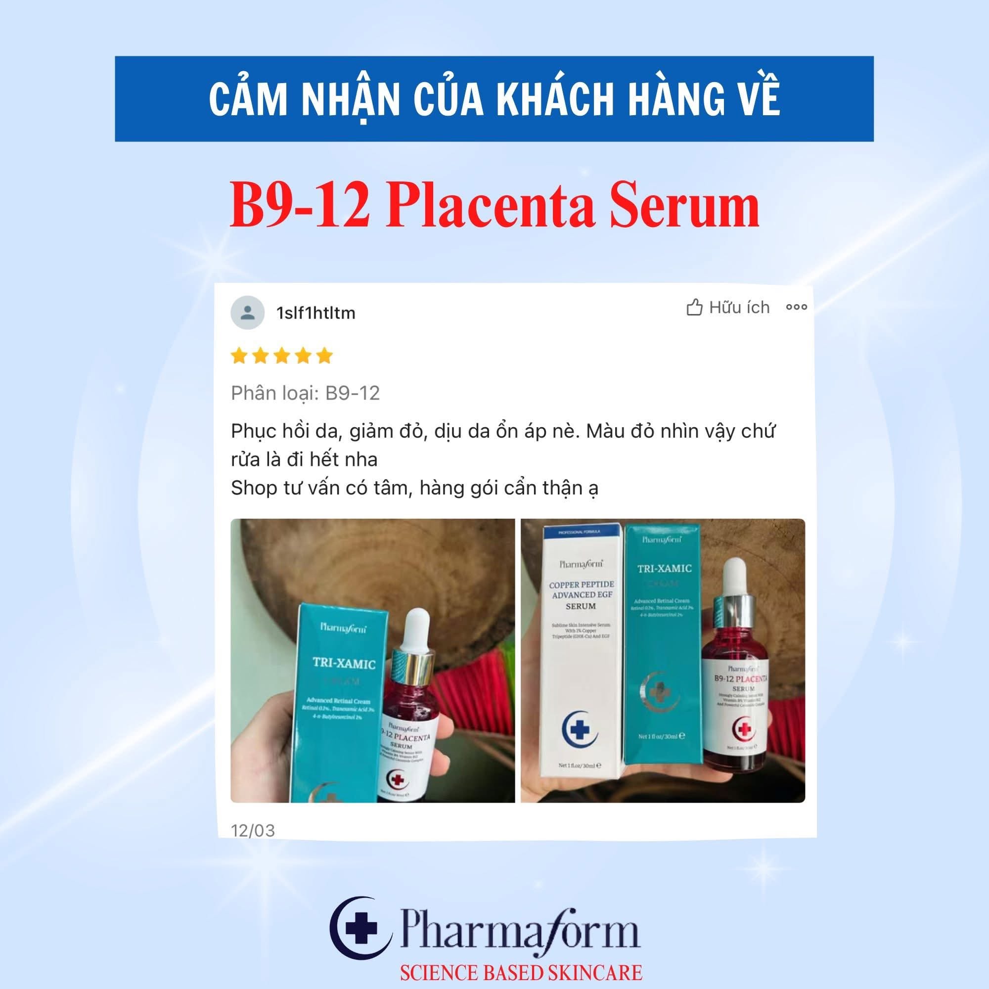 Tinh chất phục hồi da nhạy cảm tổn thương Pharmaform B9-12 Placenta Serum