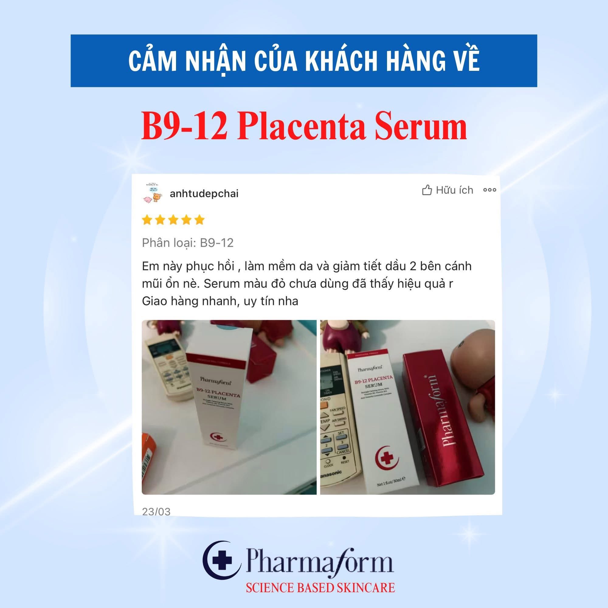 Tinh chất phục hồi da nhạy cảm tổn thương Pharmaform B9-12 Placenta Serum