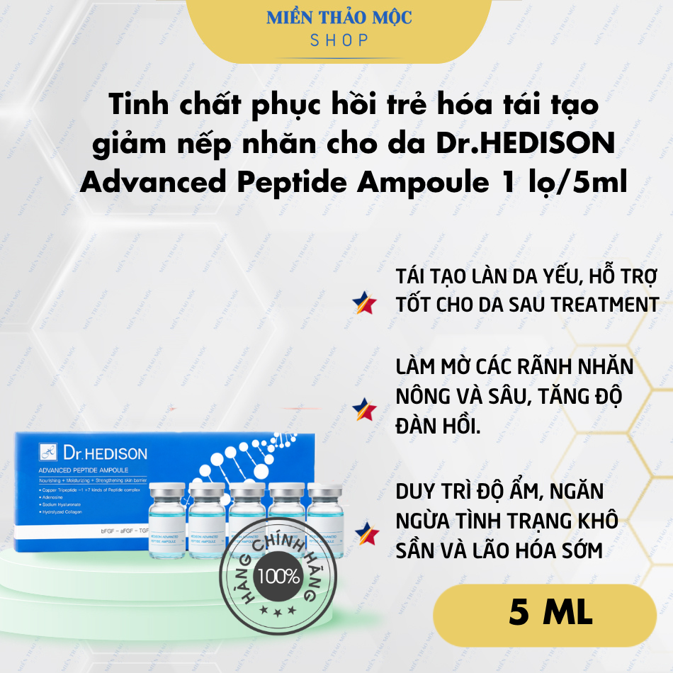 Tinh chất phục hồi trẻ hóa tái tạo giảm nếp nhăn cho da Dr.HEDISON Advanced Peptide Ampoule 1 lọ/5ml
